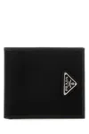 Prada Black Fabric And Leather Wallet In Black