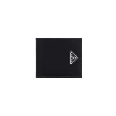Prada Black Fabric And Leather Wallet In Purple