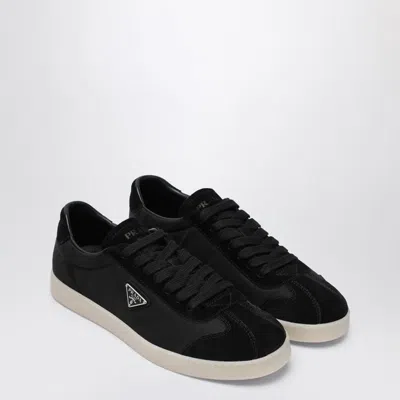 Prada Nylon Sneakers With Suede Inserts In Black
