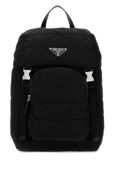 Prada Black Fabric Backpack In Nero