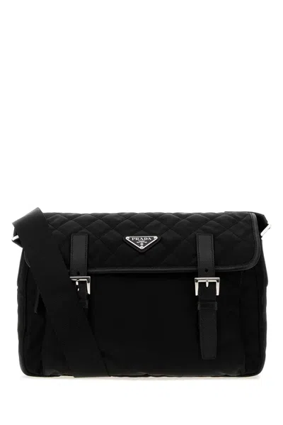 Prada Black Fabric Crossbody Bag In Red
