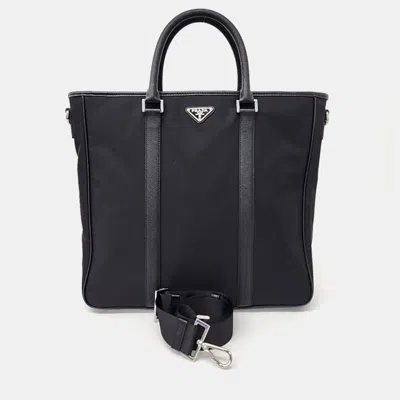Pre-owned Prada Black Fabric Fabric Tote And Crossbody Bag