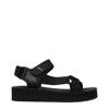 Prada Black Fabric Flat Sandals In Black