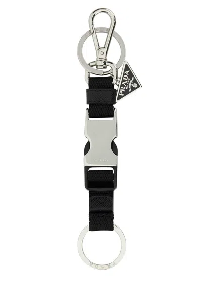 Prada Black Keychain With Snap Buckle Men