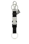 Prada Black Fabric Keyring In Black