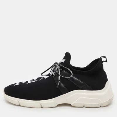 Pre-owned Prada Black Fabric Knit Fabric Lowtop Sneakers Size 39