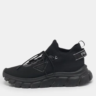 Pre-owned Prada Black Fabric Lace Up Sneakers Size 45