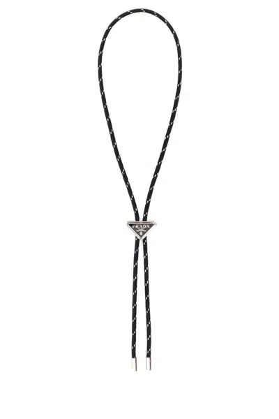 PRADA BLACK FABRIC NECKLACE