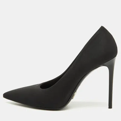 Pre-owned Prada Black Fabric Pointed Toe Pumps Size 36