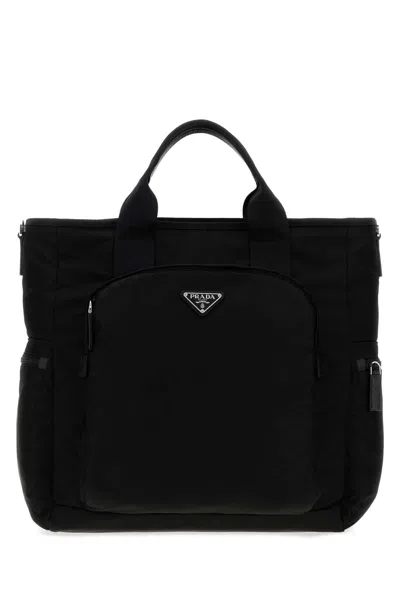 Prada Black Fabric Shopping Bag