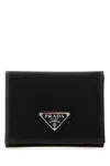 Prada Fabric Wallet Fold Over Design In Black