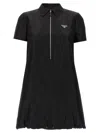 Prada Mini Dress With Drawstring Hemline And A-line Silhouette In Black