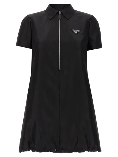 PRADA BLACK RE-NYLON MINI DRESS