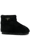 Prada Black Shearling Ankle Boots In Black