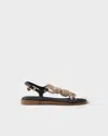 Prada Fabric And Leather Sandals With Rope Detail In Black