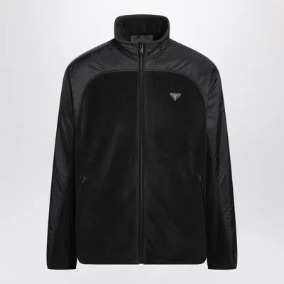 Prada Black Fleece Blouson With High Neck Zip
