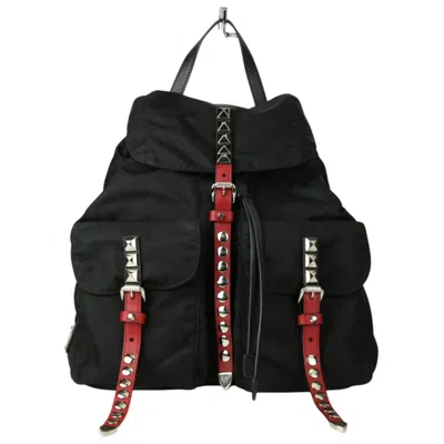 Pre-owned Prada Black Fuoco Nero Nylon Leather Backpack ()