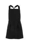 Prada Dress With Button Detail And Pleated Design In Nero