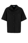 Prada Re-nylon Gabardine Short-sleeved Shirt In Black