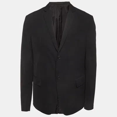 Pre-owned Prada Black Gabardine Single Breasted Blazer Xxl