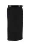 Prada Wool Belted Midi Skirt