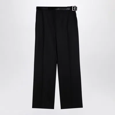 Prada Black Gabardine Trousers With Belt In Multi