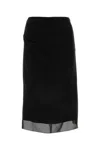 Prada Black Georgette Midi Skirt In Black