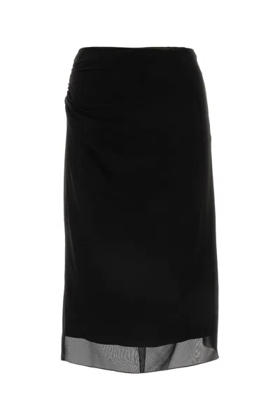 Prada Black Georgette Skirt In Nero