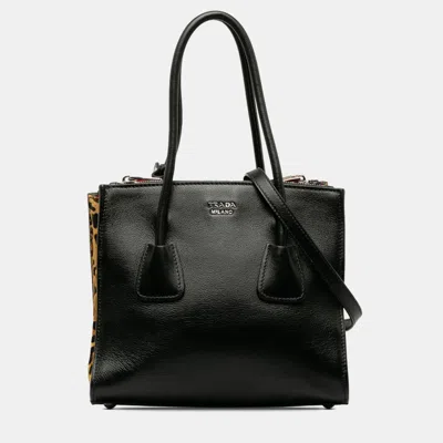 Pre-owned Prada Black Glace Calf Leather Twin Pocket Tote Bag