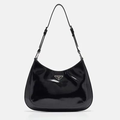 Pre-owned Prada Black Glossy Leather Cleo Shoulder Bag