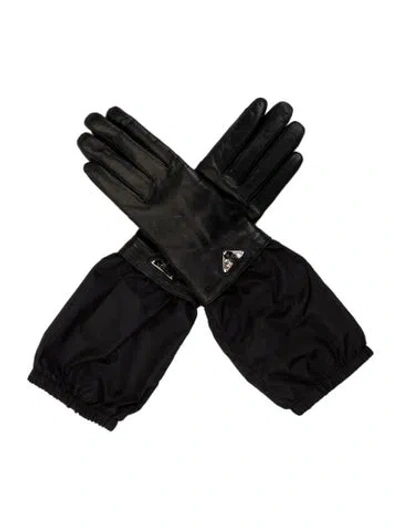 Pre-owned Prada Black Gloves With Elastic Closure