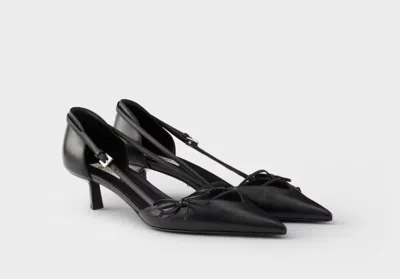 Prada Open-side Leather Pumps In Black