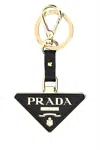 Prada Women Portachiavi Logo Triangolo Saffiano In Black