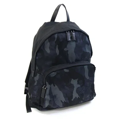 Pre-owned Prada Black Gray Navy Nylon Leather Backpack () In Black, Gray, Navy