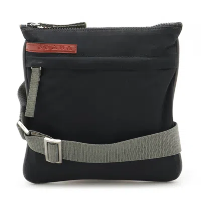 Pre-owned Prada Black Gray Nero Nylon Pochette Shoulder Bag ()