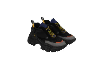 Pre-owned Prada Black Grey Blue Block Low Chunky Sneakers - 01733