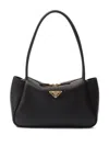Prada Medium Zip Grain Leather Shoulder Bag In Black
