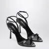 Prada Brushed Leather Pointy-toe Sandal In Black