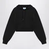 Prada Black Hoodie With Triangle Logo Women In Black