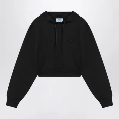 Prada Black Hoodie With Triangle Logo Women