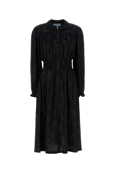 PRADA PRADA BLACK JACQUARD DRESS