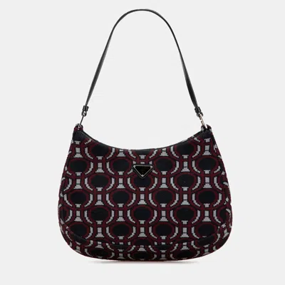 Pre-owned Prada Black Jacquard Knit Cleo Shoulder Bag