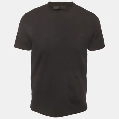 Pre-owned Prada Black Jersey Crewneck T-shirt L