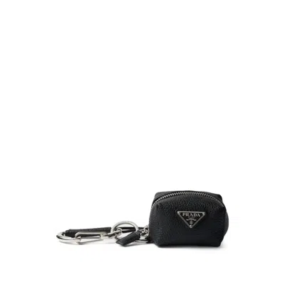 Prada Leather Bag Charm In Black
