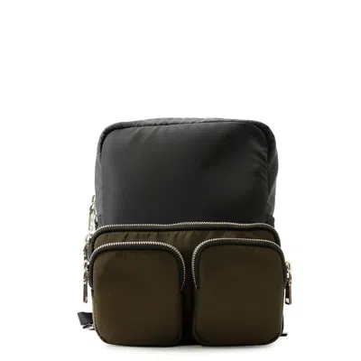 Pre-owned Prada Black Khaki Nylon Rubber Backpack () In Black, Khaki