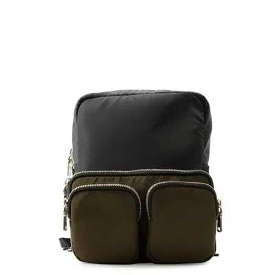 Pre-owned Prada Black Khaki Nylon Rubber Backpack () In Black, Khaki