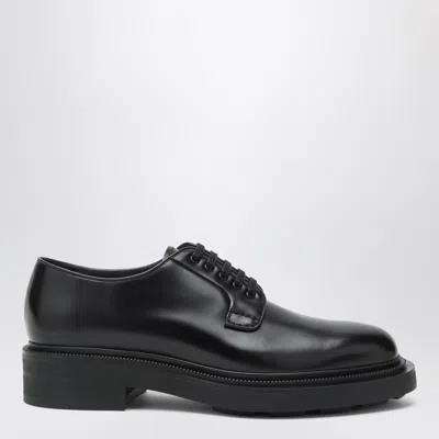 Prada Black Lace-up Shoes In Polished Leather