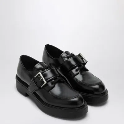 Prada Almond Toe Block Heel Loafers