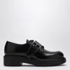 Prada Brushed Leather Lace-up Shoes With Strap In Black