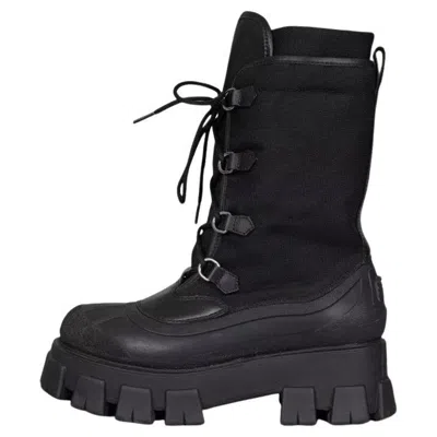 Pre-owned Prada Black Lace-up Boots Size 39.5